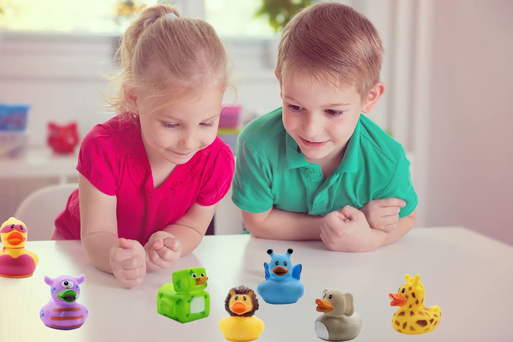 Assortment Rubber Duck Toy Duckies for Kids, Bath Birthday Gifts Baby Showers Classroom Incentives, Summer Beach and Pool Activi