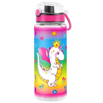 Homtune Cute Water Bottle For School Kids Girls, Bpa Free Tritan & Leak Proof & Easy Clean & Carry Handle, 23Oz/ 680Ml (Dragon)