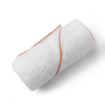 Malabar Baby Luxe Bamboo, Unisex, Baby & Toddler Bath & Beach Towel, Detailed Pom Pom Trim (Peach)