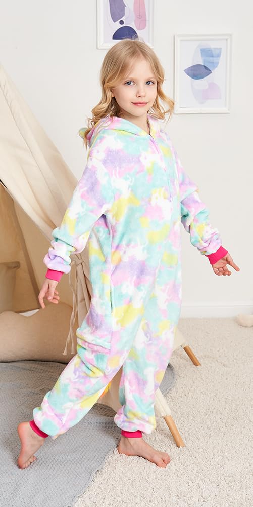 Riverchan Kids Unicorn Onesie Animal Pajamas Halloween Costume (6-8Year)