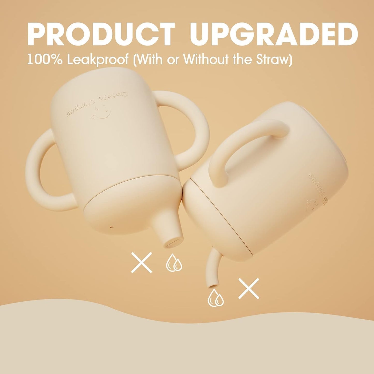 Cuddle Campus Sippy Cups 7Oz, [4 In 1] Baby Cups, Shatterproof Silicone Straw Cup,Open Cup For 6M, 6M+,6-12 Months,1/1+ Year Old
