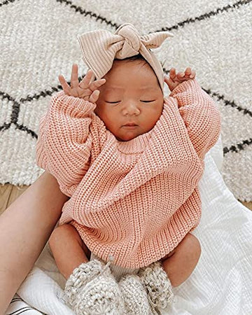 Infant Toddler Baby Girl Boy Knit Sweater Pullover Sweatshirt Warm Long Sleeve Shirt Tops Knitted Fall Winter Clothes (Pink, 4-5