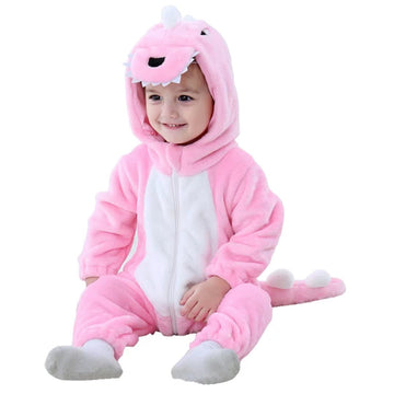 Qiaoniuniu Halloween Baby Pink Dinosaur Costumes Toddler Outfit Infants Cosplay Romper 2-6 Months