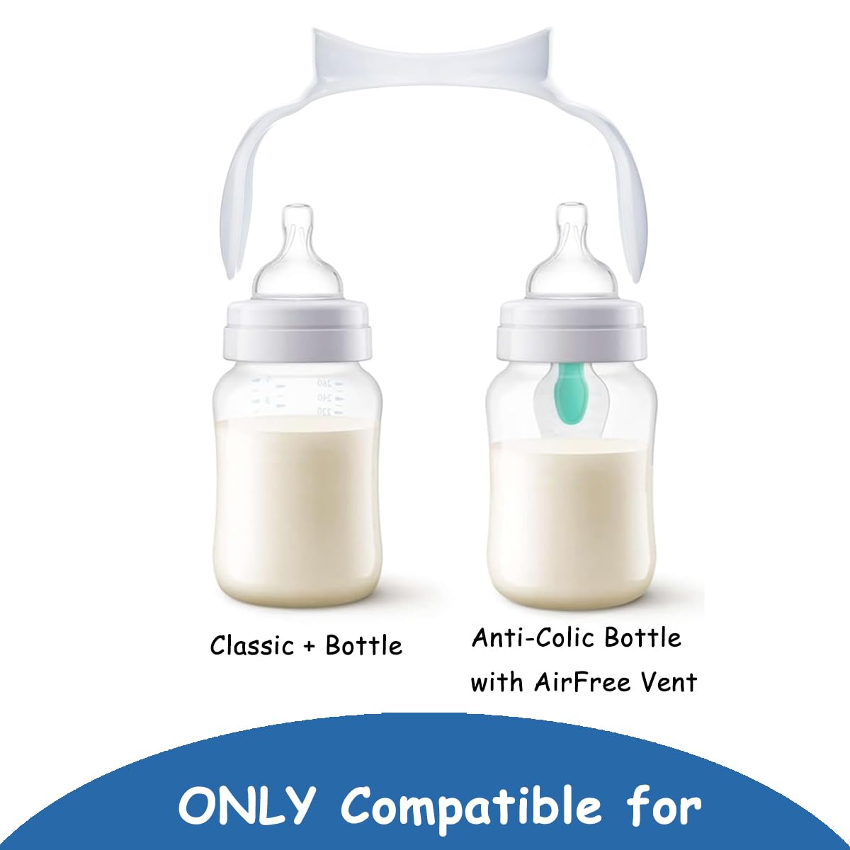Romirus Replacement Bottle Handles Compatible With Avent Anti-Colic Bottle Series (White & Blue, 4 Pack)