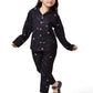 CLUB96 Black Printed Cotton Night Suit for Girls (G401_89Y)