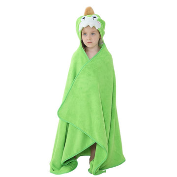 Michley Cartoon Hooded Baby Towel Unisex, Premium Soft Swimming Bathrobe Large Washcloths 31.5 ' X 53 ' For 0-9T (Green Dinosa
