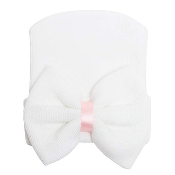 Zando Newborn Hospital Hat Toddler Beanie Baby Boy Girl Knot Headbands With Big Bows Infant Baby Nursery Caps White & Blue & Pin