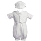 White Poly Cotton Christening Baptism Romper Set With Vest And Hat - Size Xs (0-3 Month)