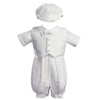 White Poly Cotton Christening Baptism Romper Set With Vest And Hat - Size S (3-6 Month)