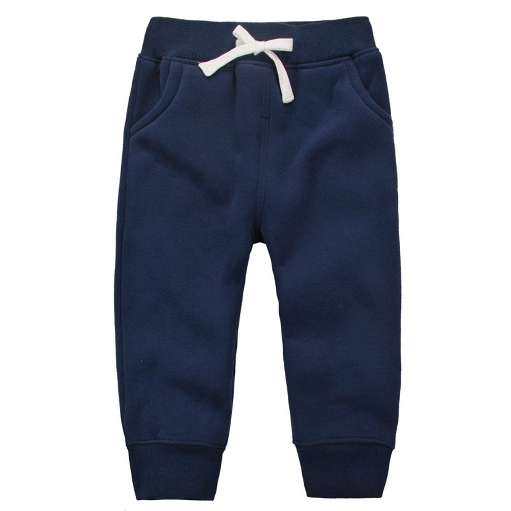 CuteOn Unisex Toddler Jogger Pants Kids Cotton Elastic Waist Winter Baby Sweatpants Pants 5Years Dark Blue