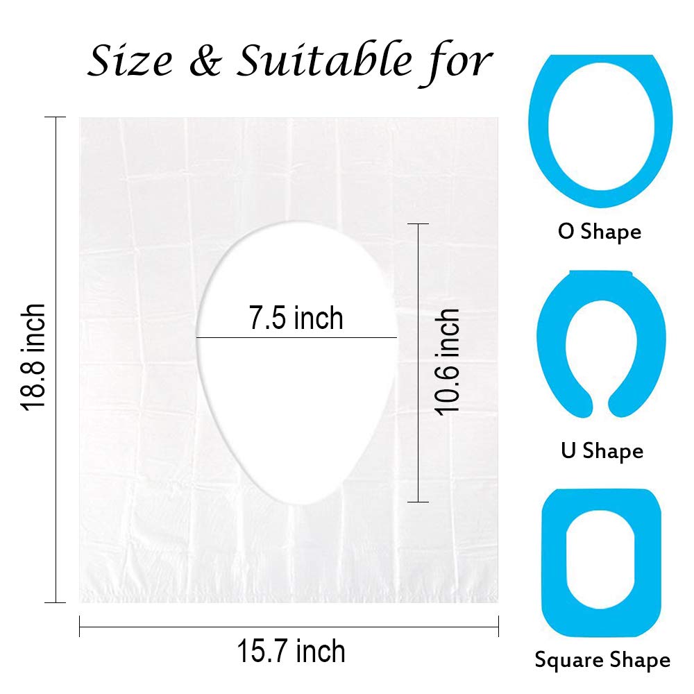 50 Pack Disposable Plastic Toilet Seat Cover Non Slip Individually Wrapped For Travel Perfect For Potty Training Ideal For Adult