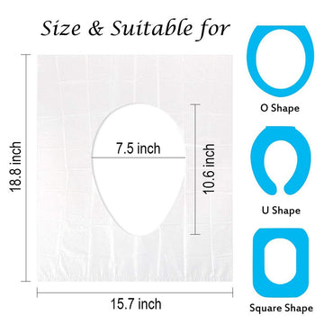 50 Pack Disposable Plastic Toilet Seat Cover Non Slip Individually Wrapped For Travel Perfect For Potty Training Ideal For Adult