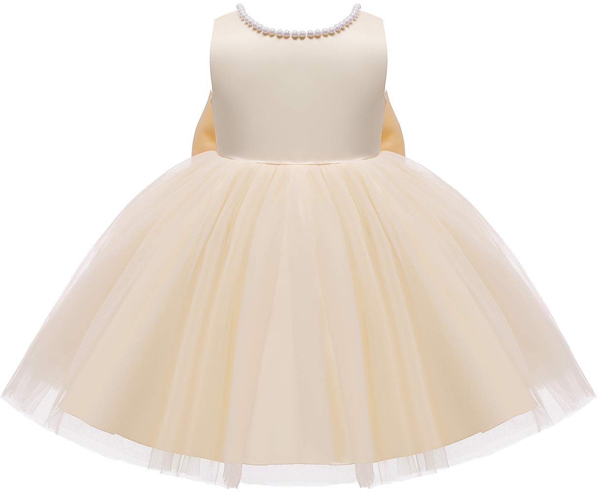 Baby Flower Girl Party Wedding Princess Dress,Sleeveless Floor Length Tutu Tulle Dance Gown 12 Months 1St Birthday