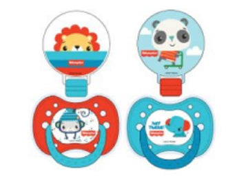 Cudlie Accessories Fisher Price Orthodontic Pacifier and Holder Set, BPA Free, 0m+