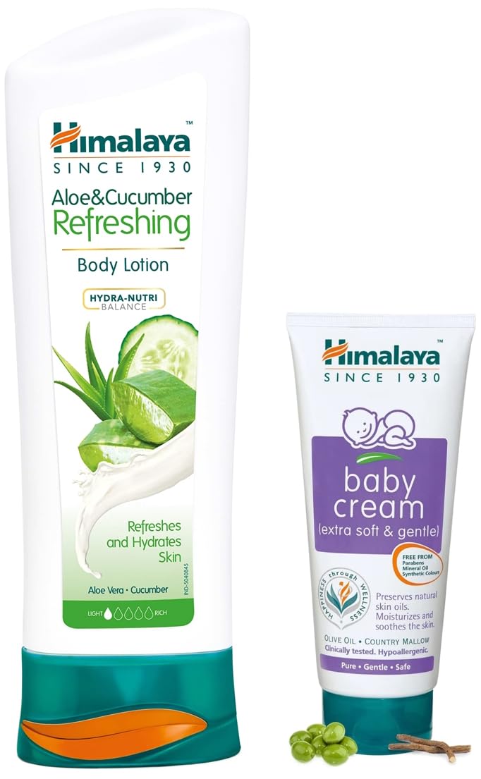 Himalaya Aloe & Cucumber Refreshing Body Lotion, 200Ml & Himalaya Baby Cream (100Ml)