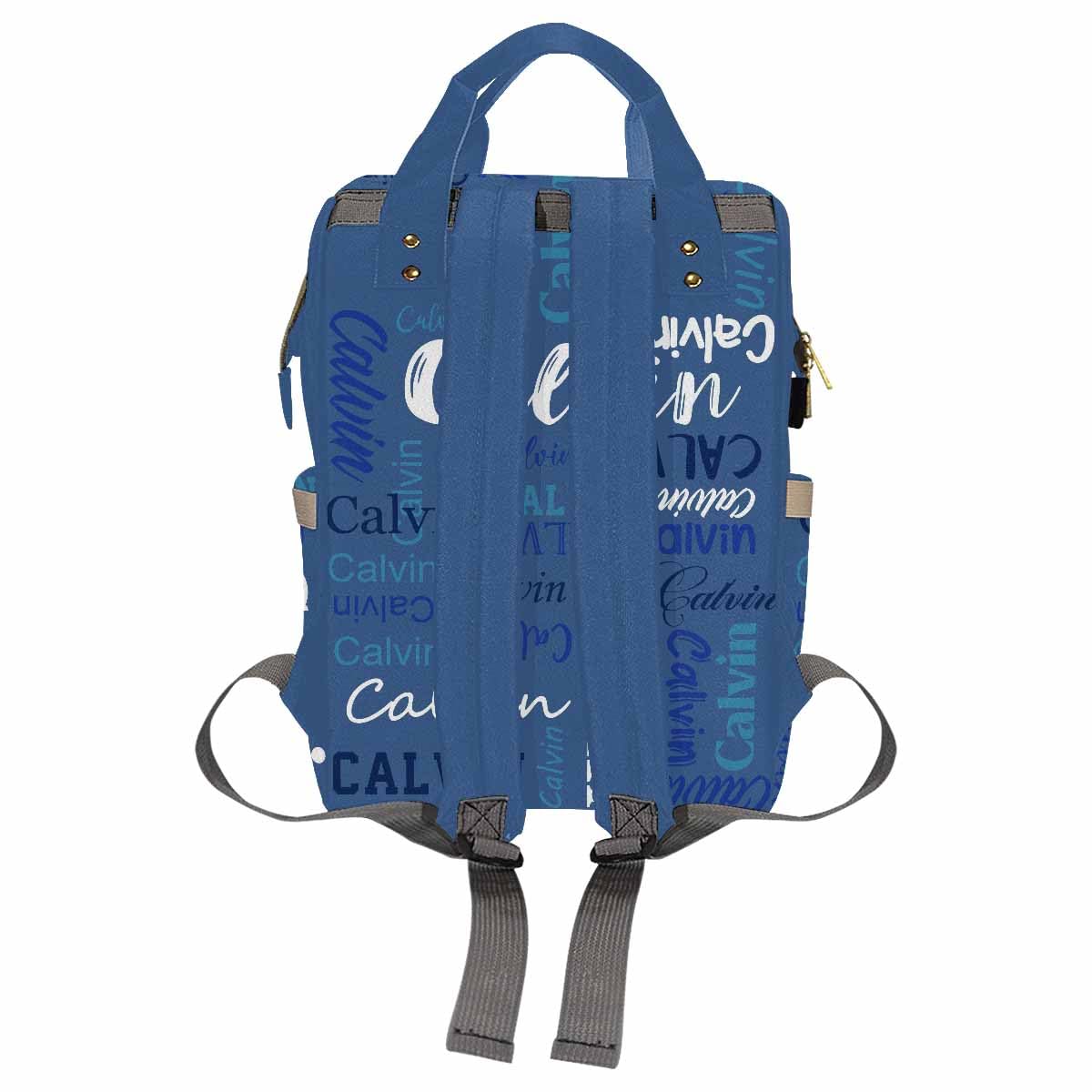 Artsadd Custom Name Diaper Bag For Mom, Personalized Blue Monogram Backpack With Stroller Straps Large Travel Shoulder Bag Capac