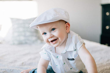 Born To Love Newborn Toddler White Baptism Scally Cap Baby Christening Hat Jeff Driver Cap Xs 12 To 18M, 48Cm
