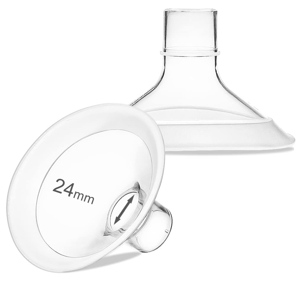 Pumpmom 24Mm Flange Breast Shields Medium Breast Pump Flanges For Medela,Replace Flange Compatible With Medela Breast Pumps