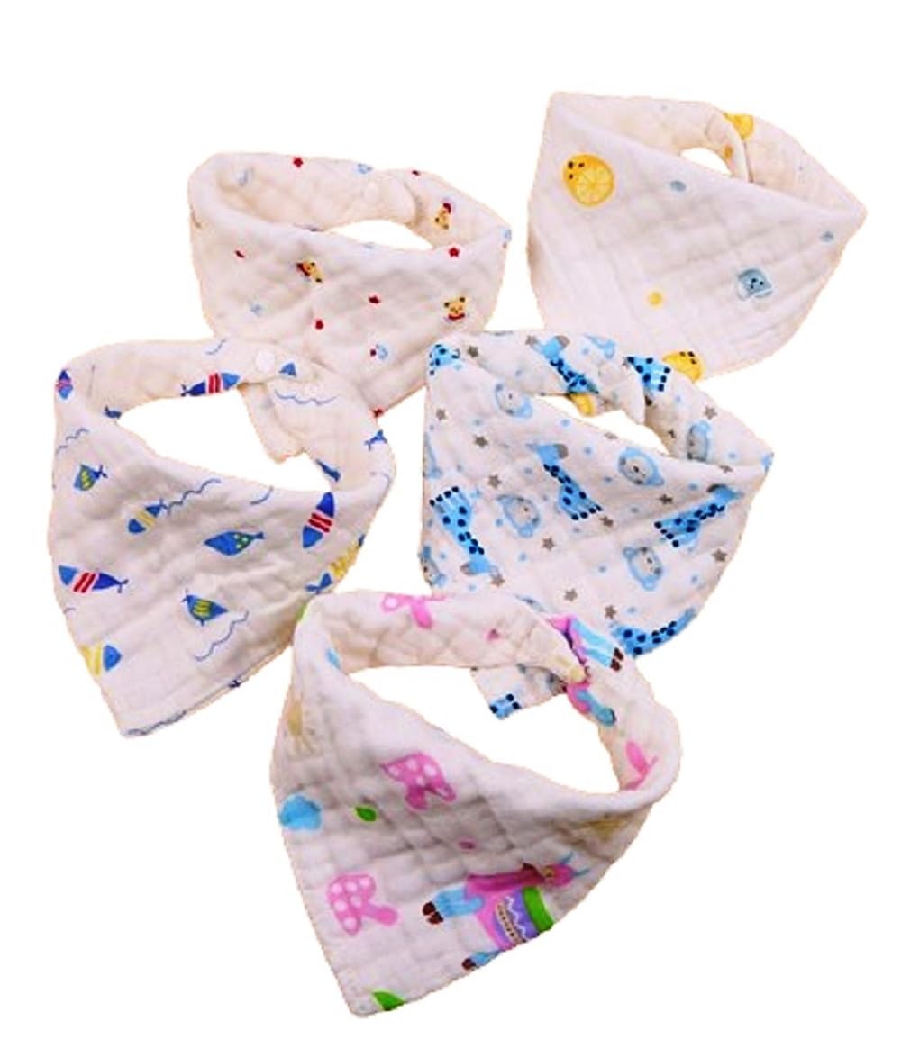 Babygo Organic Cotton Bandana Bibs | 8Layer Super Absorbent Bibs With Snap Buttons For Drooling & Feeding, Soft, Washable & Reu
