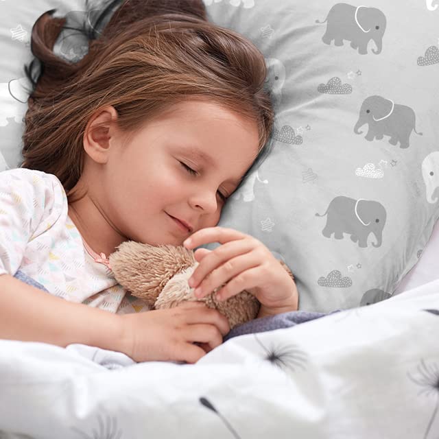Toddler Pillowcase Boys, Kids Pillow Cover For Sleeping, 2 Pack Elephant Set Fit Pillow Sized 13'X 18' Or 14'X19', Travel Pi
