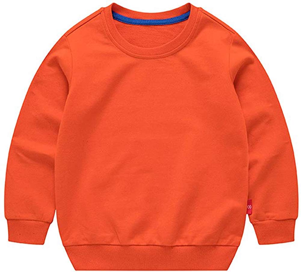 Haxico Unisex Kids Solid Cotton Pullover Sweatshirt T-Shirt Toddler Baby Boys Girls Crewneck Long Sleeve T-Shirt Tops Blouse Ora