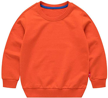 Haxico Unisex Kids Solid Cotton Pullover Sweatshirt T-Shirt Toddler Baby Boys Girls Crewneck Long Sleeve T-Shirt Tops Blouse Ora
