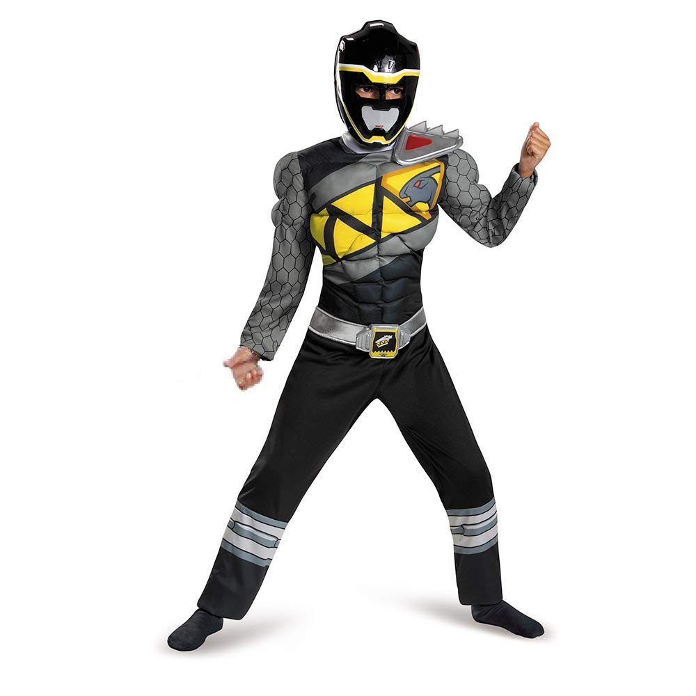 Black Power Rangers Costume for Kids. Official Licensed Black Ranger Dino Charge Classic Muscle Power Ranger Suit with Mask for 