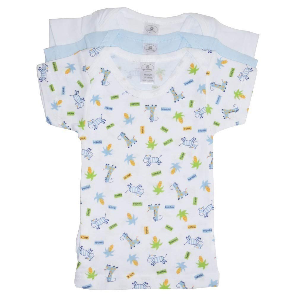 Bambini Printed Boys Short Sleeve Variety Pack Small White/Blue