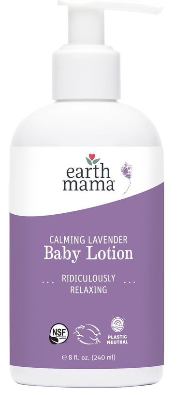 Earth Mama Calming Lavender Baby Lotion For Dry Skin, Calendula Cream For Newborn Skin Care, Organic Moisturizer For Children Wi