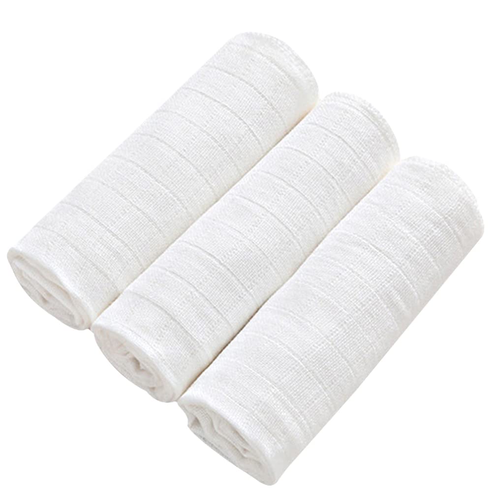 Baby Face Washcloths Cotton Towels: 3pcs Double Layer 70x50cm Handkerchief Saliva Wipes Nursing Towel for Bath Shower
