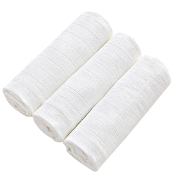 Baby Face Washcloths Cotton Towels: 3pcs Double Layer 70x50cm Handkerchief Saliva Wipes Nursing Towel for Bath Shower