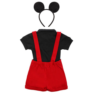 1St Birthday Outfit Boy Mouse Cosplay Costume First Halloween Outfits Formal Suit Gentleman Bowtie Romper Suspenders Shorts Head