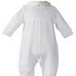 Little Things Mean A Lot Boys Cotton Knit Christening Outfit Christening Baptism Romper 6M White
