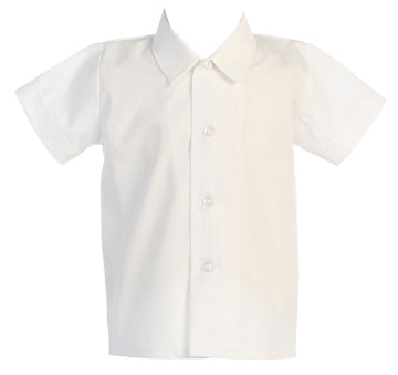 Lito Baby Boys Infant Toddler White Short Sleeved Simple Dress Shirt - L (12-18 Months)
