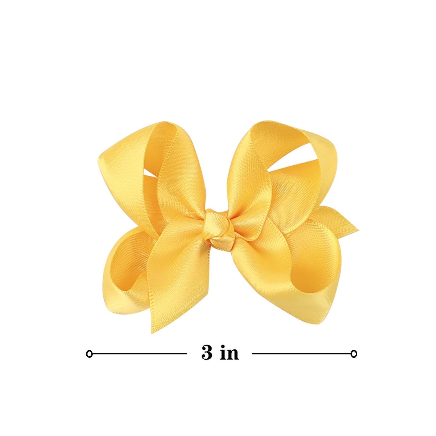 3 Inch Satin Bow For Little Girls - 2 Pcs (Gold)