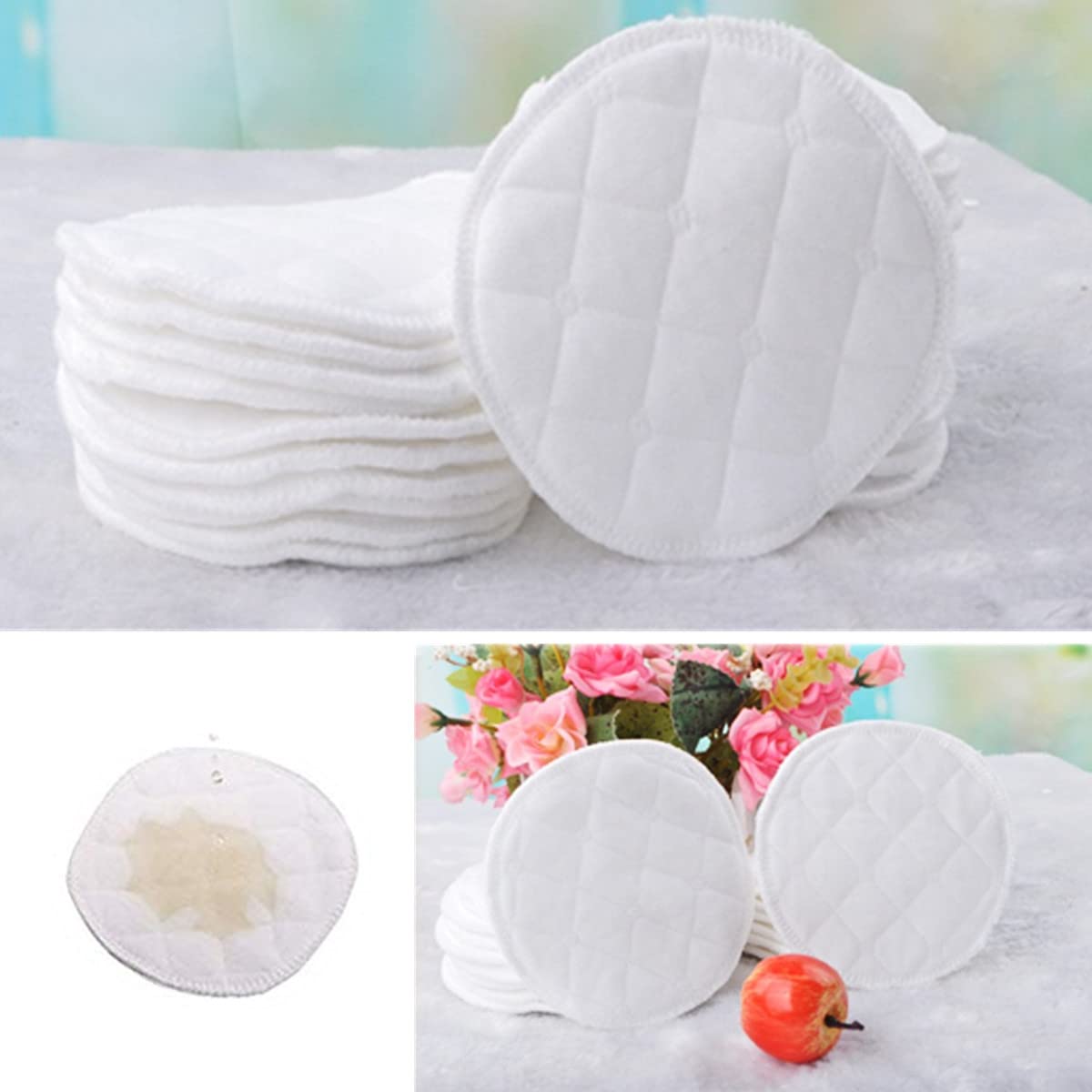 Lapangzi Reusable Breast Pads For Breastfeeding 12 Pack Organic Washable Nipple Pads Nursing Pads Cotton Highly Absorbent Postpa