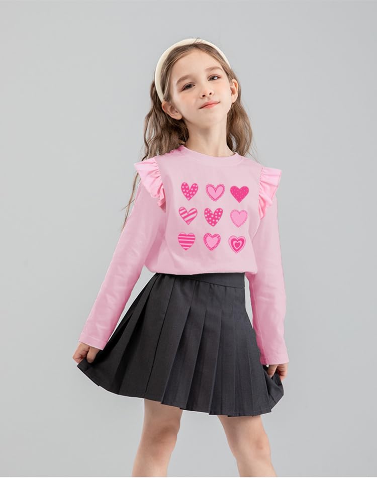 Cm-Kid Valentine'S Day Shirts For Toddler Girl Little Girls Pink Crewneck Pullover Tops Baby Hearts Print Sweatshirt Clothes 5-6