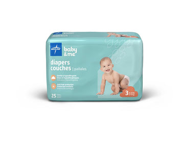 Medline Disposable Baby Diapers, Size 3 (16-28 Lbs), Case Of 200