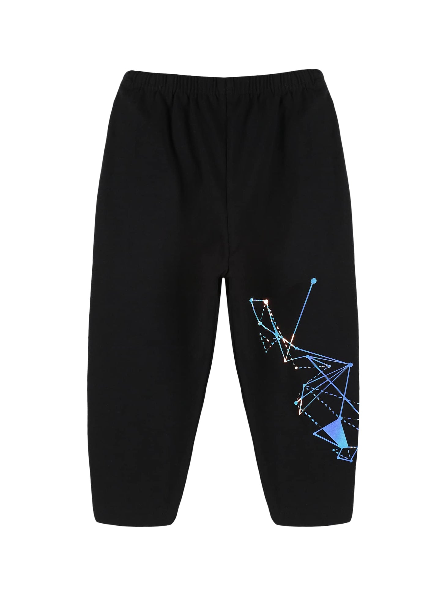 KiddoPanti Girls Geometric Design Printed Legging, Black Line Art, 68Y