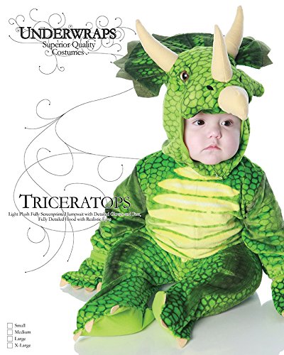 Underwraps Costumes Baby'S Triceratops Costume Jumpsuit, Green, Medium (18 - 24 Months)