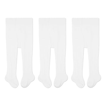 Cozyway Cable Knit Cotton Leggings/Tights For Baby Girls, 3 Pack, White, 6-12 Months Old