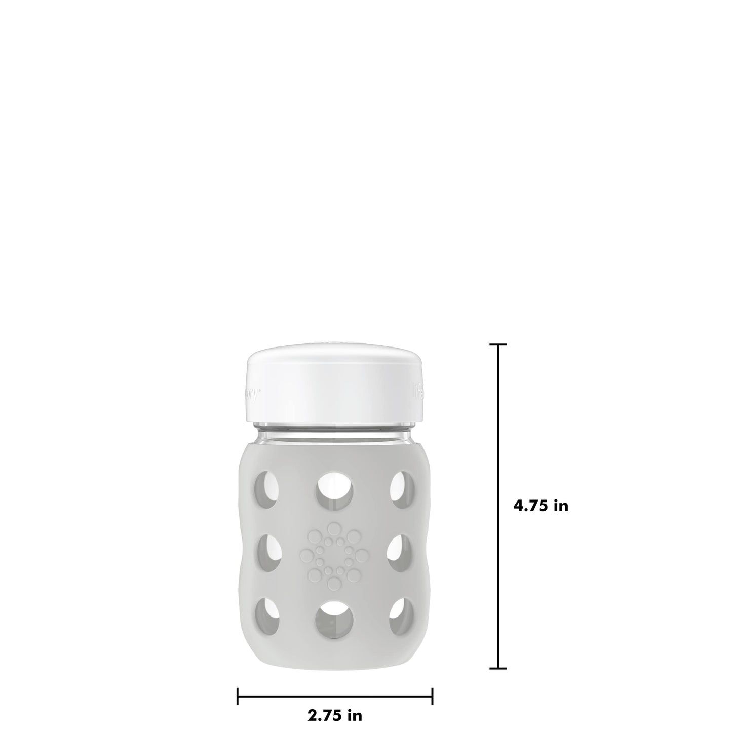 Lifefactory 8-Ounce Wide Neck Glass Baby Bottle With Protective Silicone Sleeve And Sippy Spout, Stone Gray (Lg2251Wcg4)