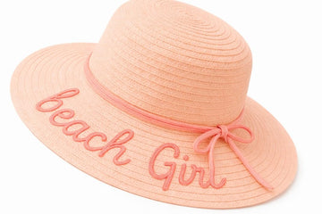 Clothera Straw Sun Hat For Girls, Beach Girl Embroidery Summer Hat (Beige)