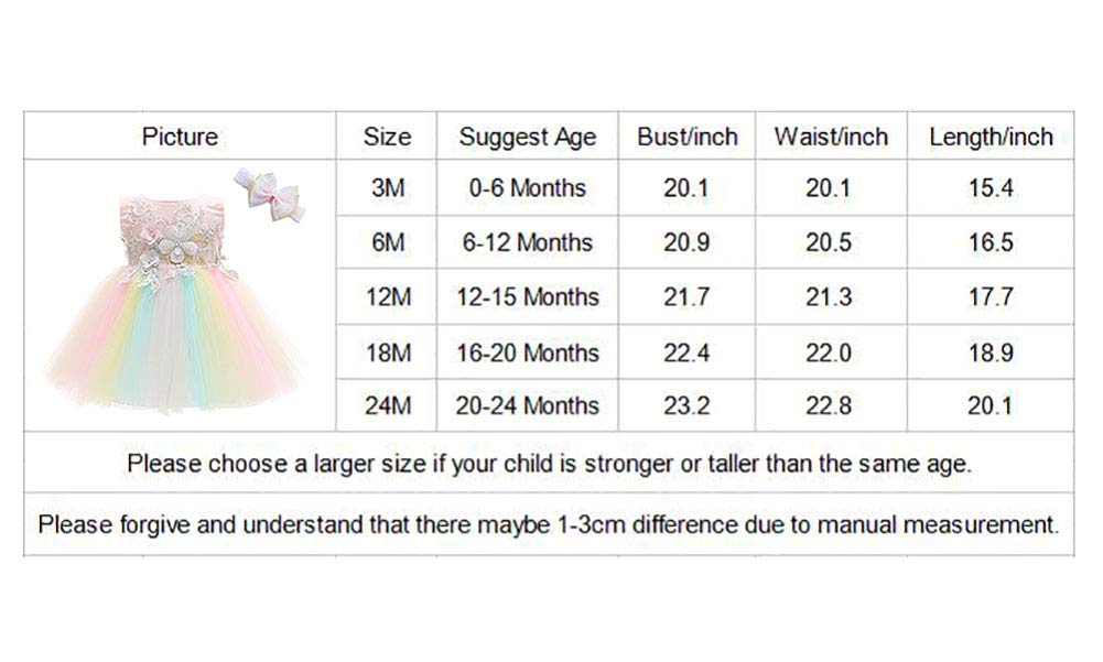 Weileenice Peach Pink Baby Girls Dress Rainbow Tulle Lace Embroidery Beads Toddler Pageant Wedding Party 1St Birthday Tutu Dress