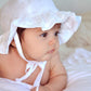 Flap Happy Baby Girls' Upf 50+ Double Ruffle Hats, White, Medium