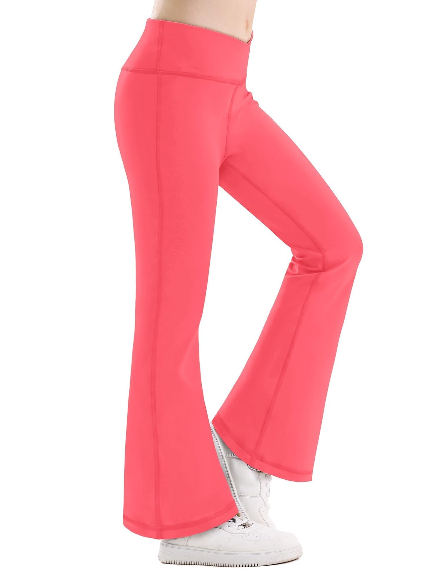 Girls Leggings Flare Pants Cross High Waisted Yoga Bootcut Pants Toddler Kids Youth Full Length Bell Bottoms Legging, Red, 131