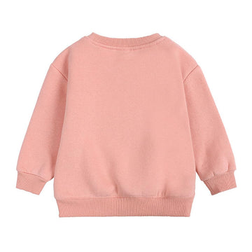 Rukosu Toddler Baby Boy Girl Fleece Pullover Sweatshirt Solid Color Crewneck Blouse Shirt Tops Warm Fall Winter Clothes Pink 9-1