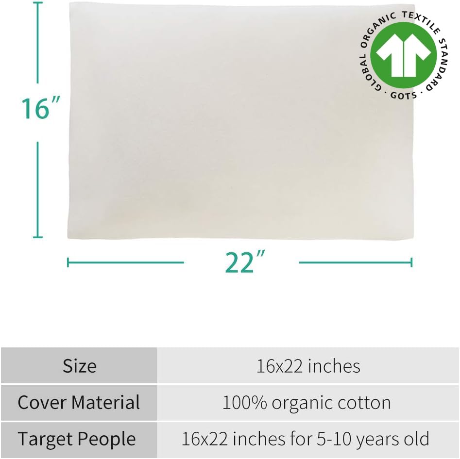 Lofe Organic Cotton Pillow Case - One Pack 16'X 22' Kids Pillow Cover - 300 Tc Thread Count - Soft, Safe And Hypoallergenic -