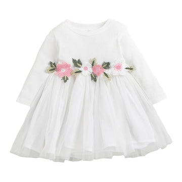 Hopscotch Girls Knee Length Casual Dresses In White Color For Ages 69 Months