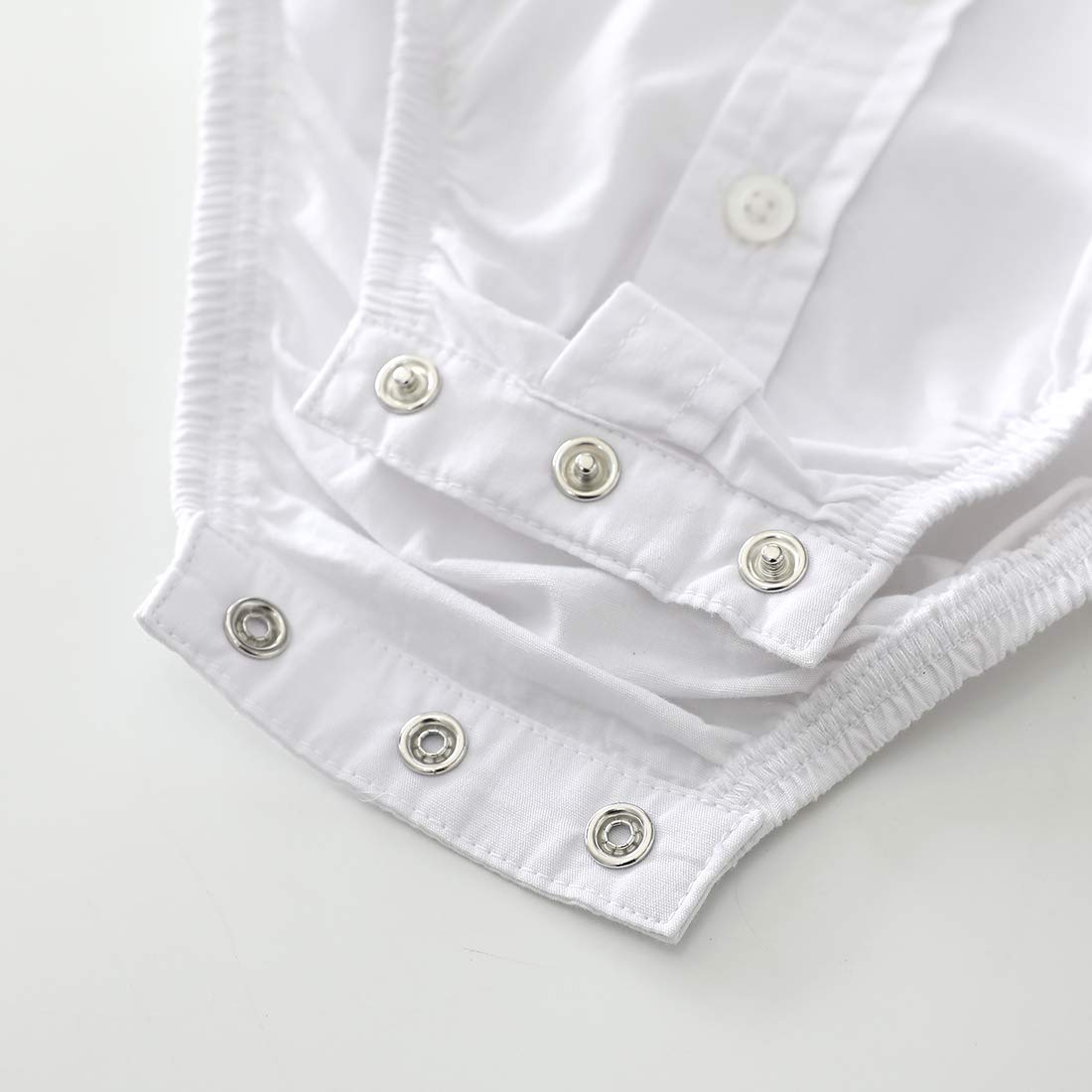 Momoland Infant Baby Boys Plaid Bodysuit Woven Shirt Button Up Long Sleeves Navy (White, 9-12 Months)